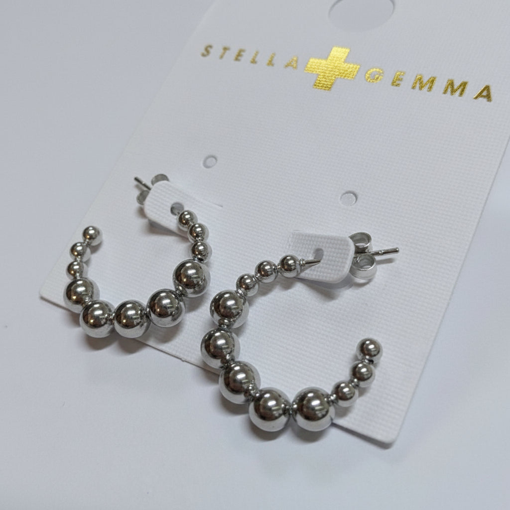 Stella + Gemma Silver Ball Hoop Earrings