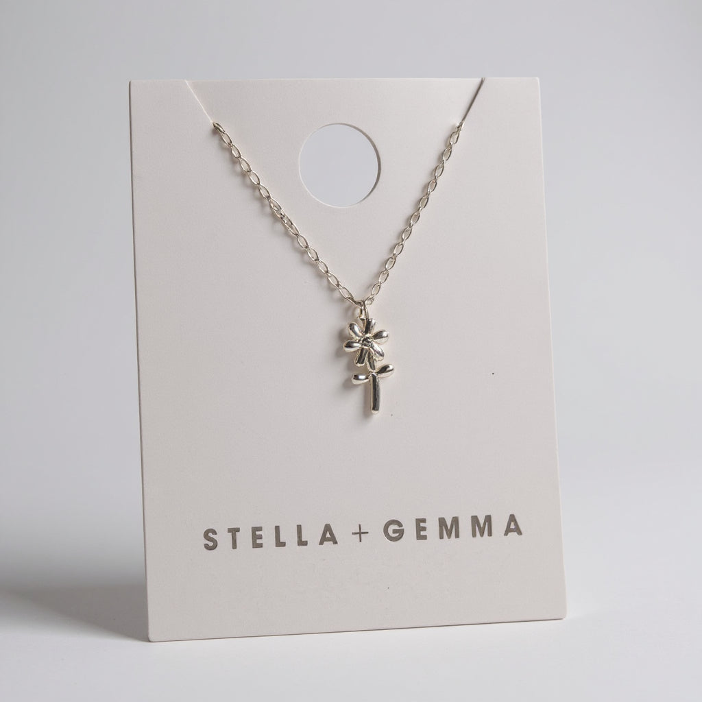 Stella + Gemma Silver Hanging Flower Necklace