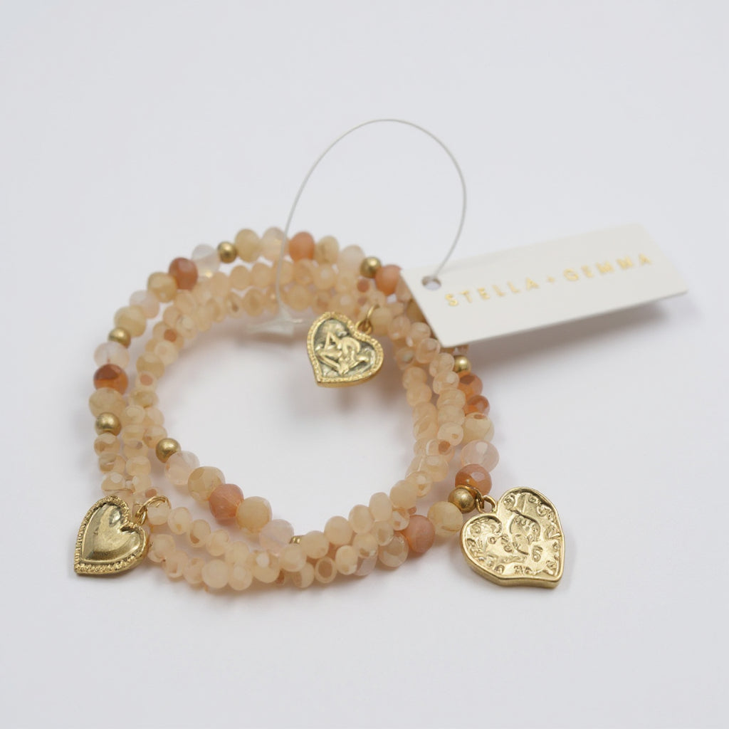 Stella + Gemma Peach Quartz/Gold Bracelet