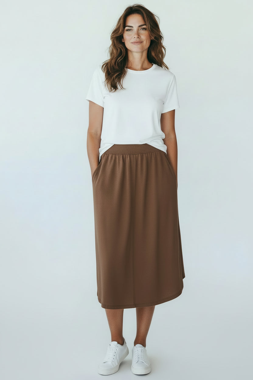 OTW Scoop Hem Midi Skirt