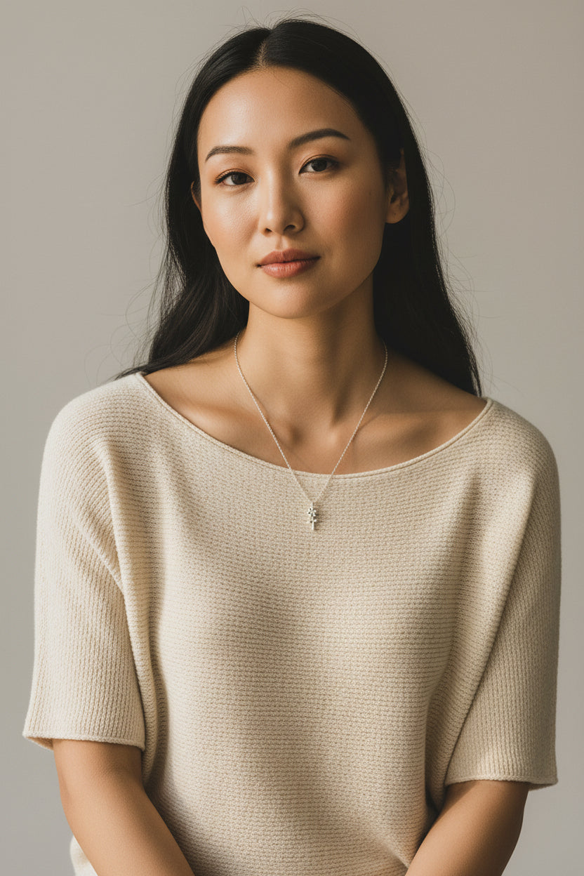 Stella + Gemma Silver Hanging Flower Necklace