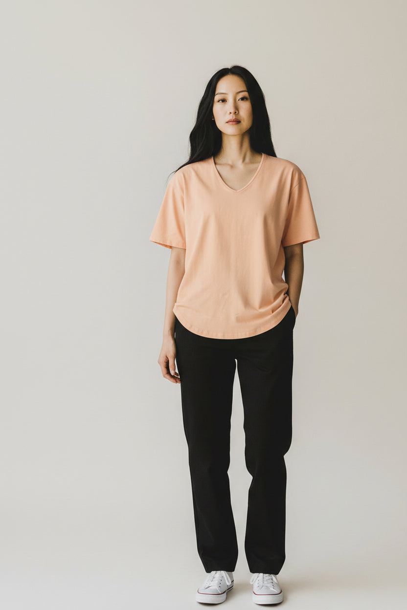 OTW V-Neck Curve Hem Tee