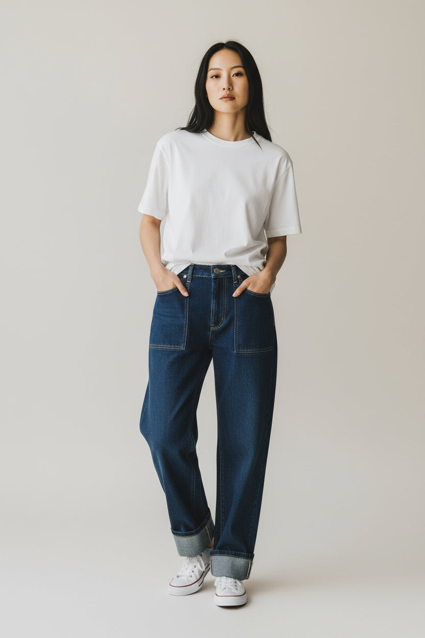 OTW Cuff Detail Crop Jeans