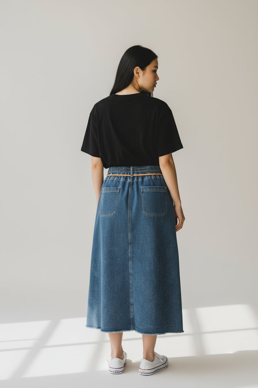 OTW Elastic Waist Maxi Skirt
