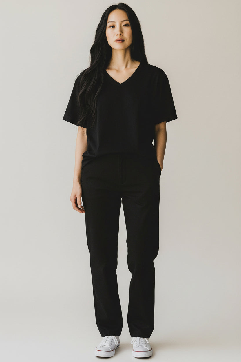 OTW V-Neck Curve Hem Tee