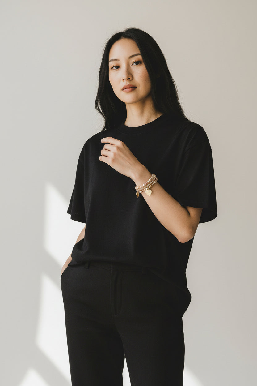 Stella + Gemma Peach Quartz/Gold Bracelet