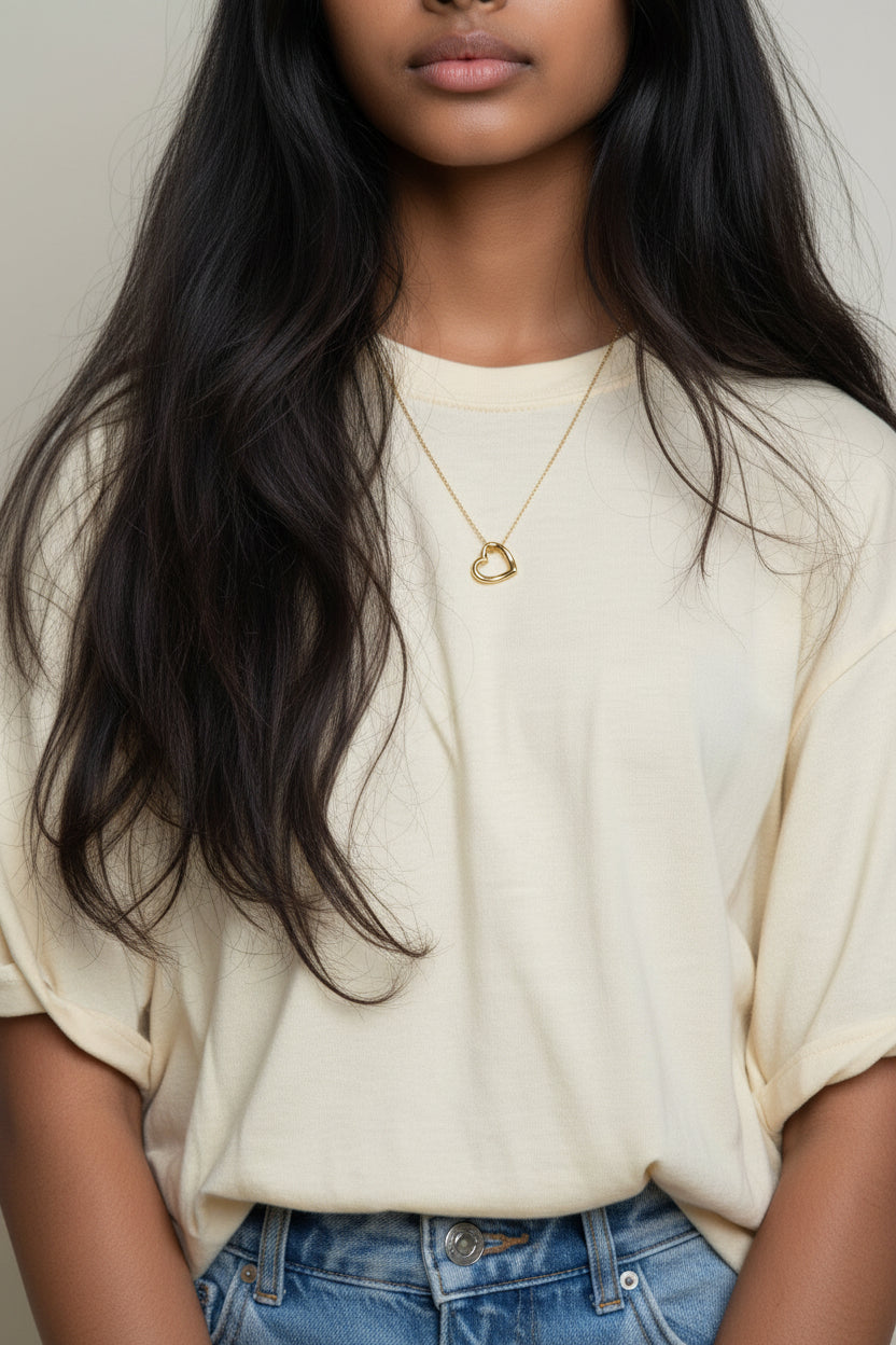 Stella + Gemma Gold Heart Outline Necklace