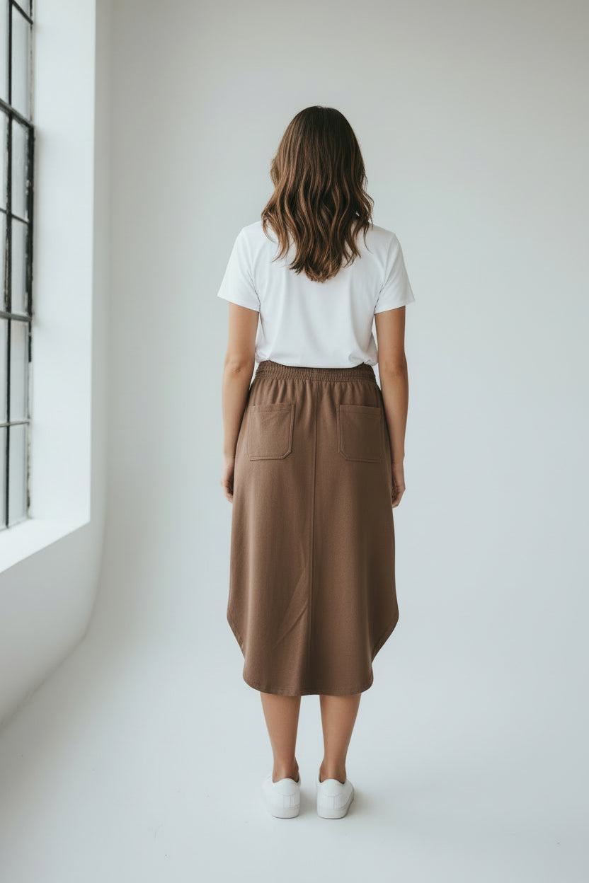 OTW Scoop Hem Midi Skirt