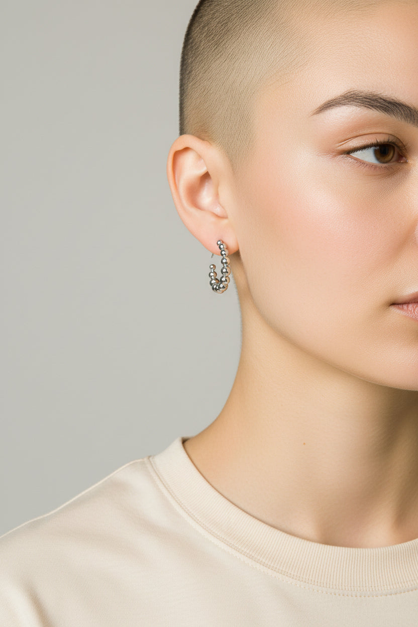 Stella + Gemma Silver Ball Hoop Earrings