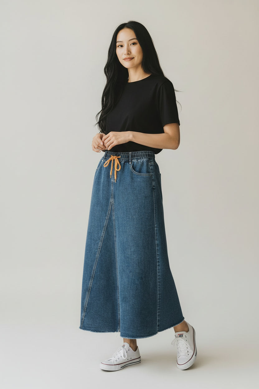 OTW Elastic Waist Maxi Skirt